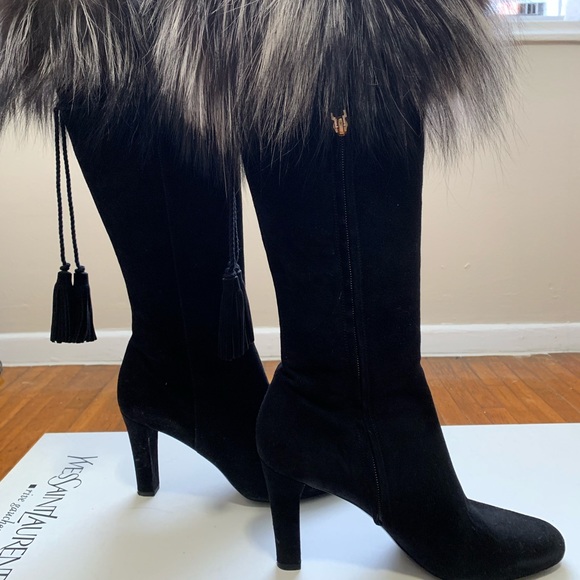 YSL black silver fox boots size 39.5 - Picture 7 of 8